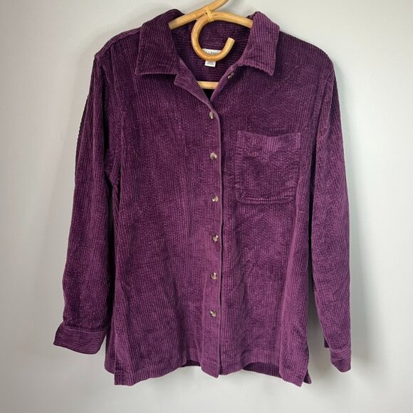 Vintage L.L. Bean Purple Corduroy Button Down Women's Small - Picture 1 of 6